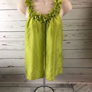 J Crew 100% silk lime green ruffle neckline top 4